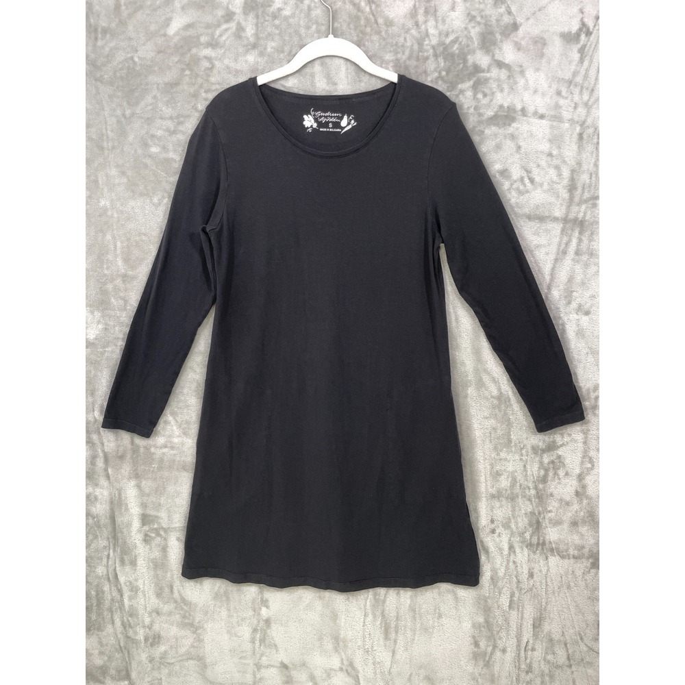 Gudrun Sjoden Black Organic Cotton Dress Size S Long Sleeve Pockets Minimalist